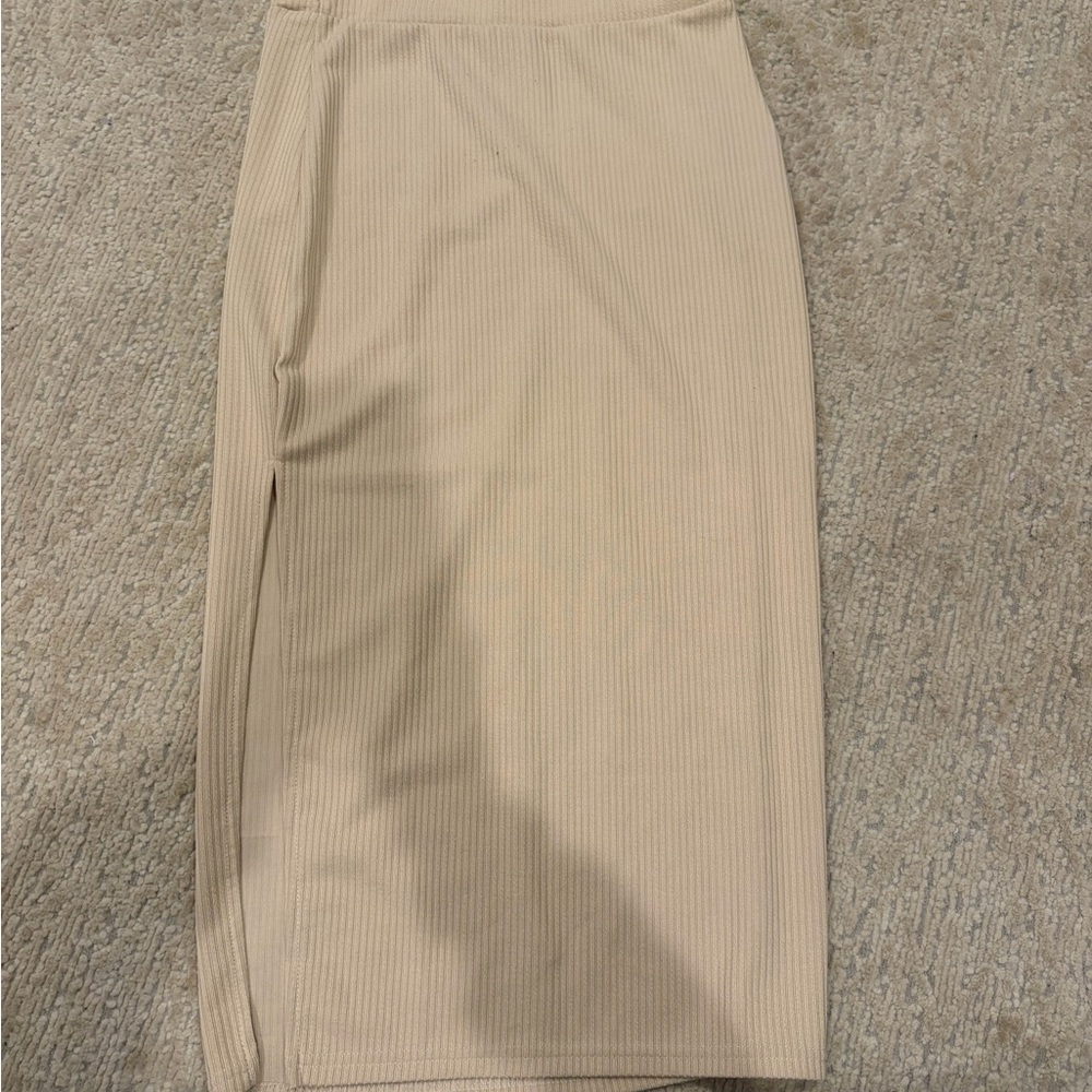 Amazon Tan Ribbed Maxi Skirt